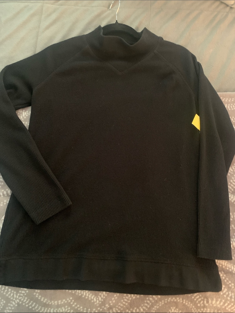 Belle by Kim Gravel Black Waffle-Knit Mock Turtleneck